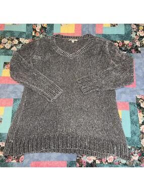 Orvis Woman’s L Gray Heathered V-Neck Sweater Pullover Cozy Campfire Longsleeve